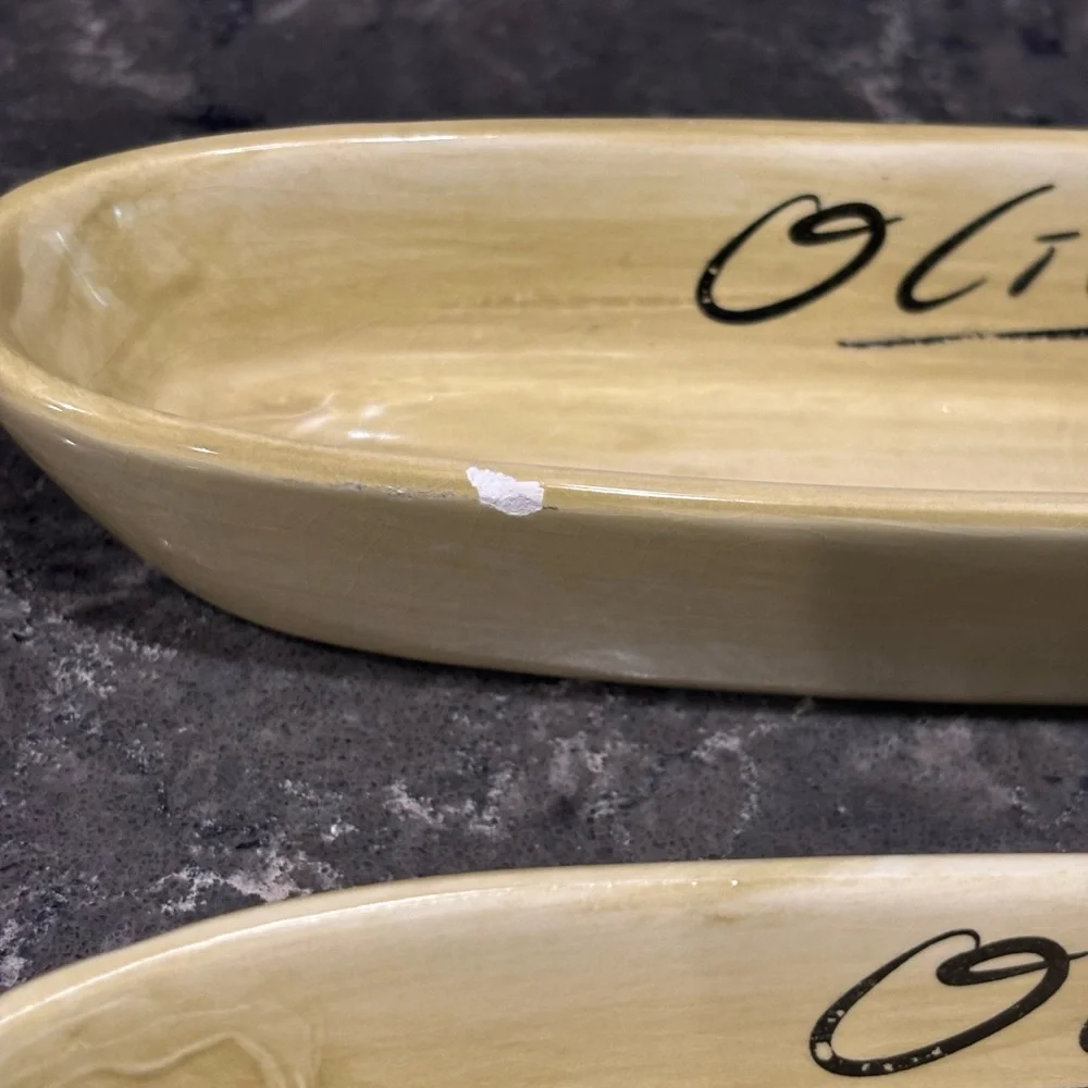 ❗️Crate & Barrel Italian Oliva Olive Turine Ceramic Serving Dishes